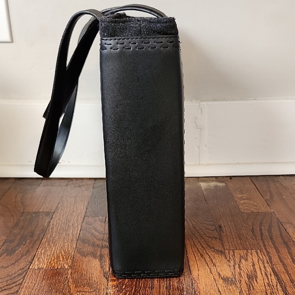 DKNYC Black Structured Tote Bag with Wool Inserts - Picture 7 of 13